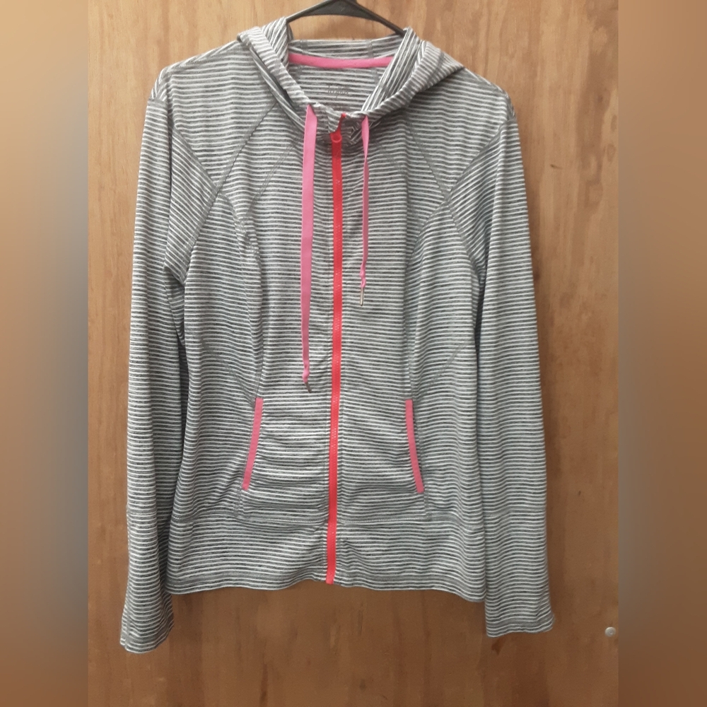 Lukka Gray Stripe W/Neon Pink Jacket. Size L.